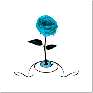 Blue Rose Blooming From Eye / Light Clothes Posters and Art